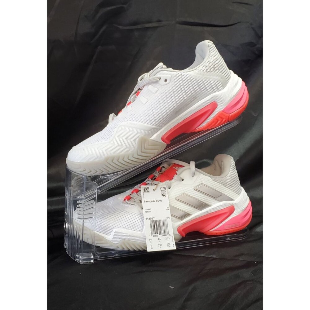 NEW Adidas Barricade 13 Womens Tennis Shoes (White/Iron Metallic/Lucid Red) 6Med